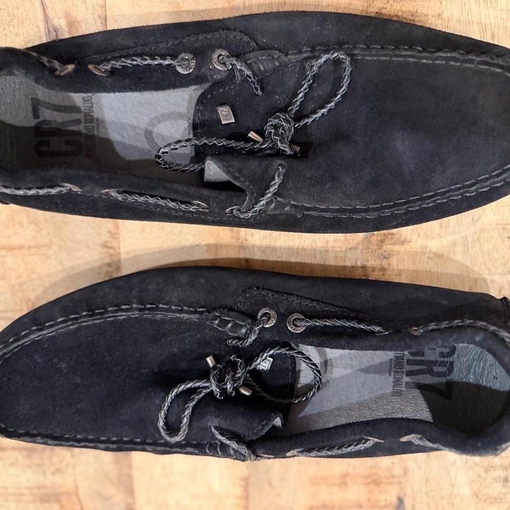 CR7 Cristiano Ronaldo Mens Black Suede Driving Loafers Moccasins Size 44